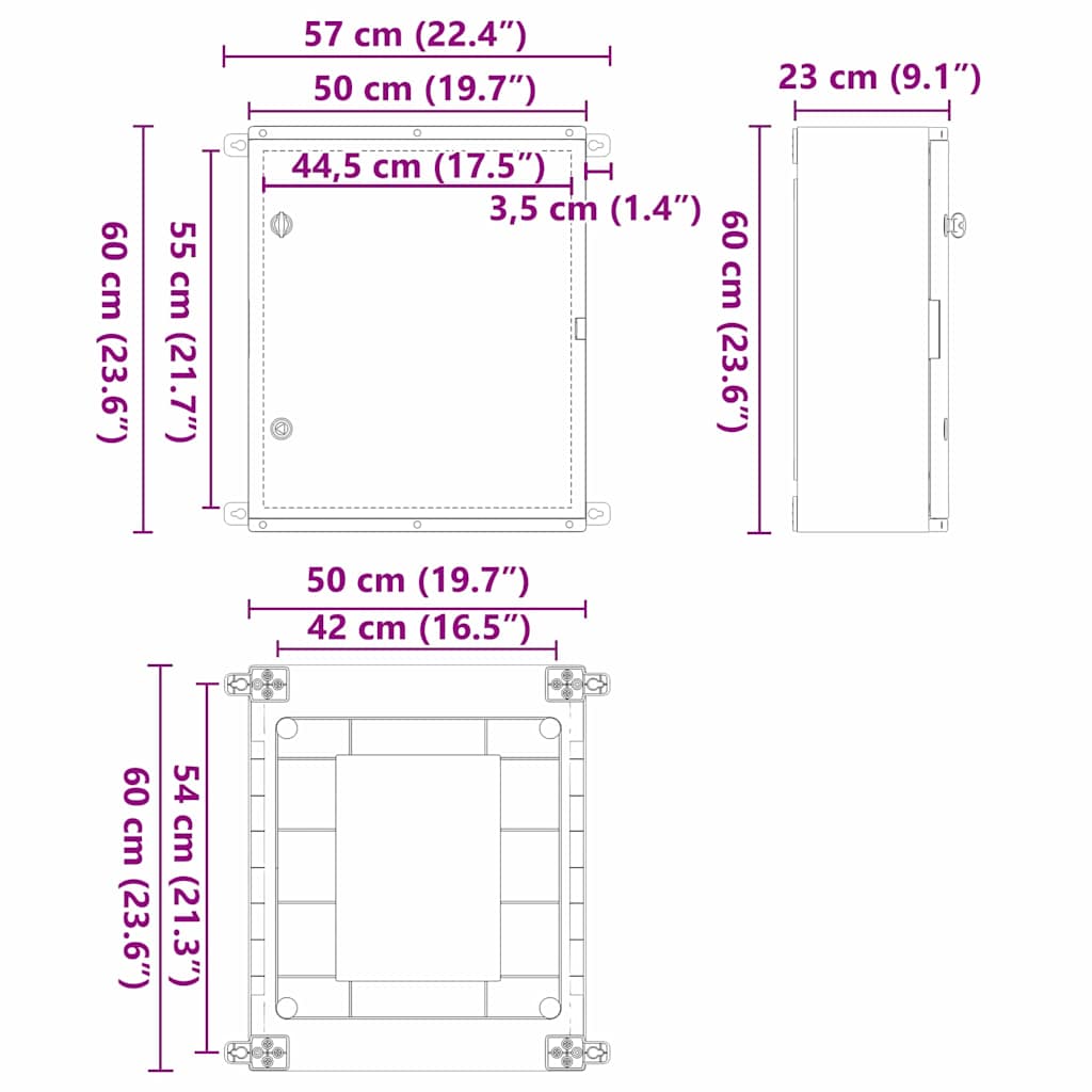 Steuerungsschrank Grau 25 x 13 x 24 cm ABS Kunststoff