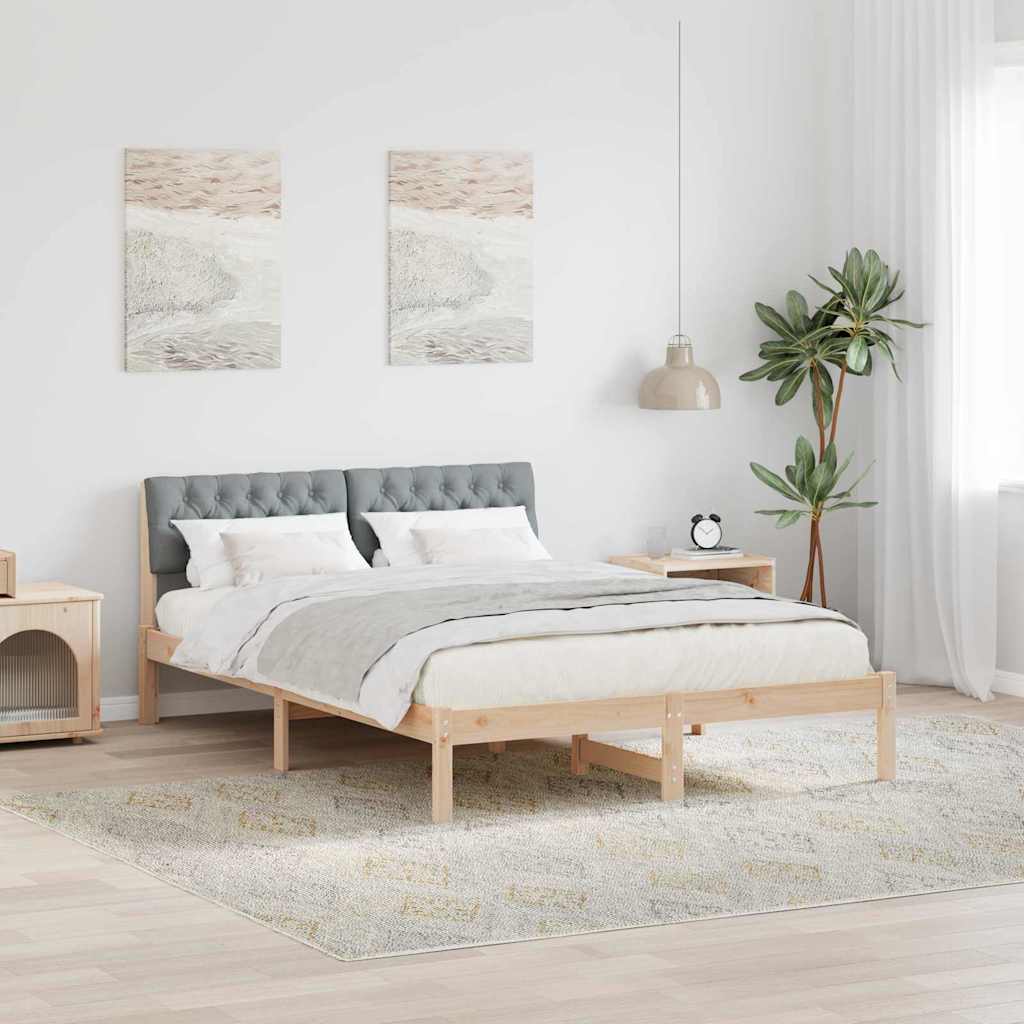 Bettgestell Braun und hellgrau 200 x 200 cm Massivholz Kiefer