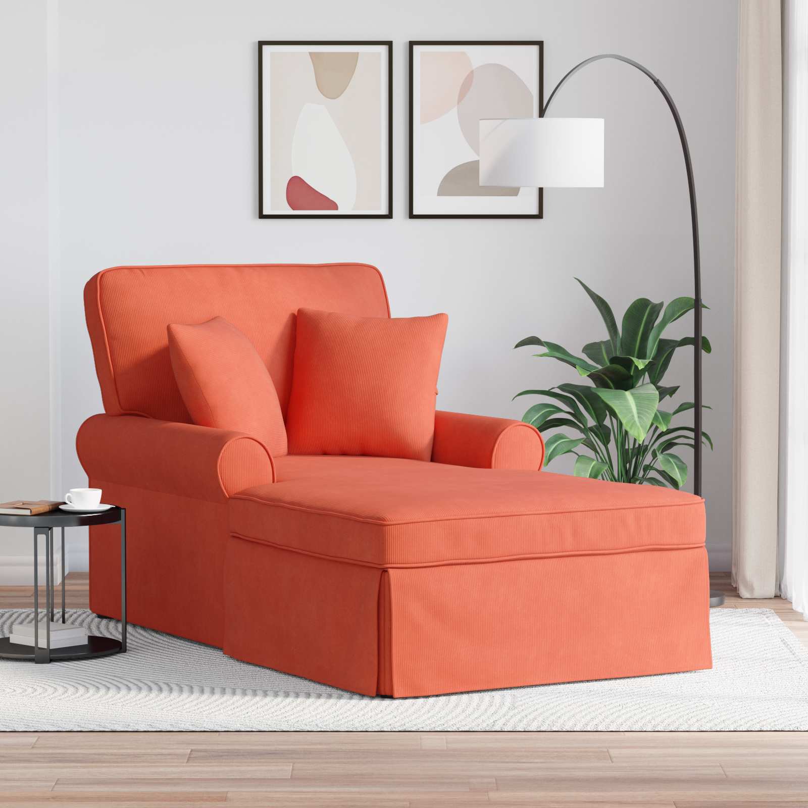 Chaise Lounge mit Rock mit Kissen 3 pcs Hellgrau Cordstoff