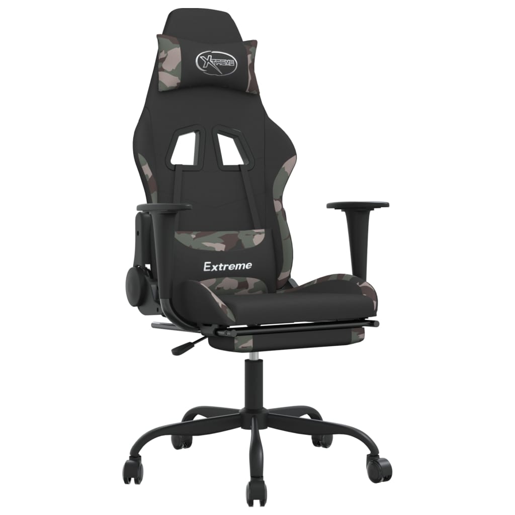 Gaming-Stuhl mit Massagefunktion Schwarz und Creme Stoff