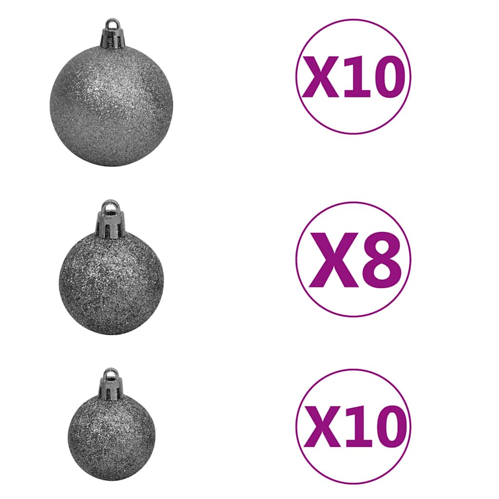 Künstlicher Weihnachtsbaum mit LEDs Kugeln Zapfen 150 cm