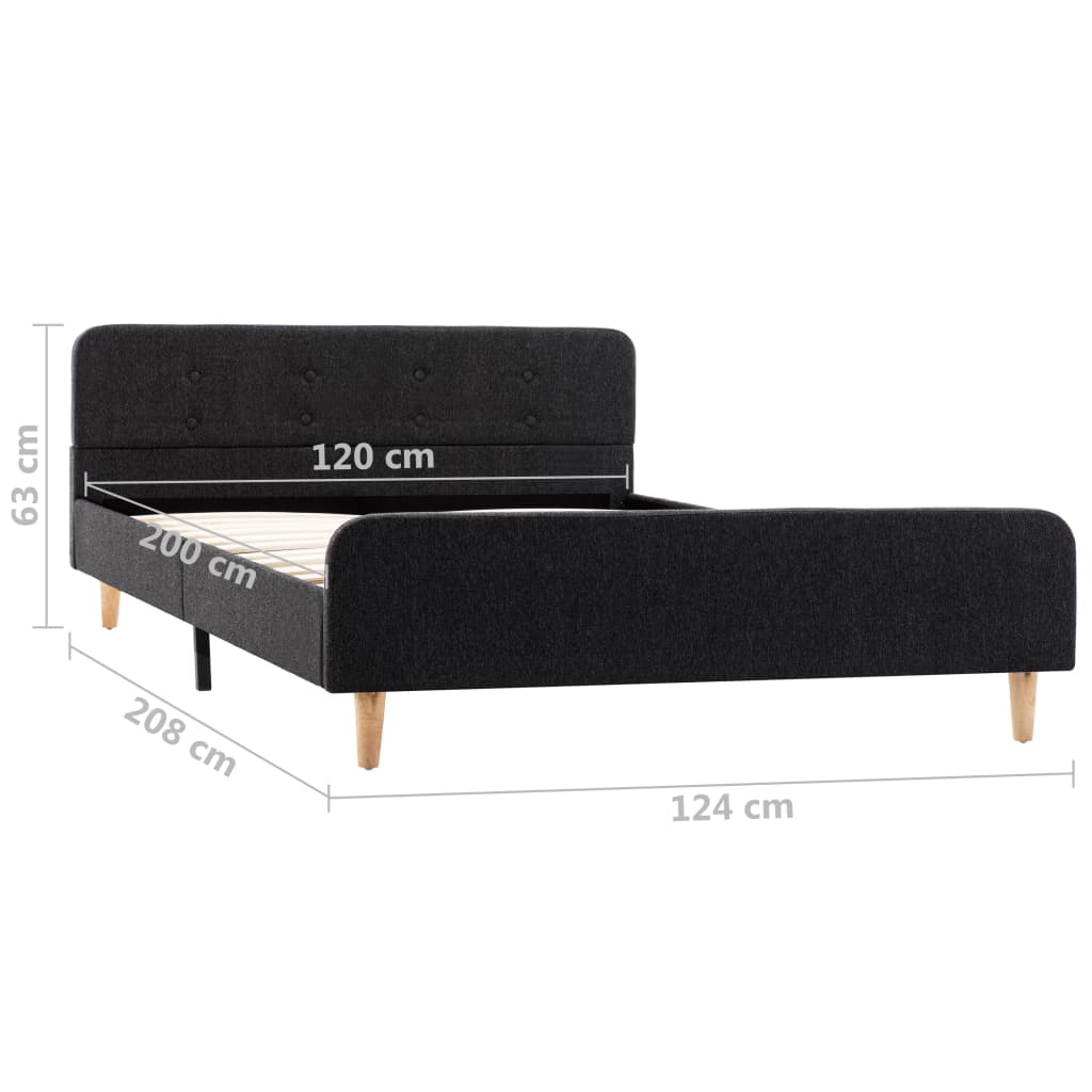 Bettgestell Dunkelgrau Sackleinen 90x200 cm