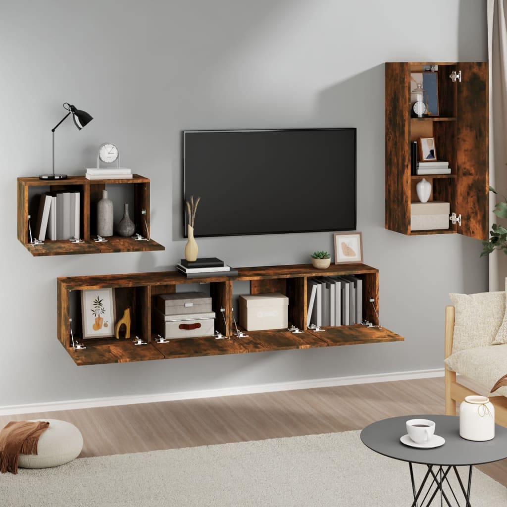 4-tlg. TV-Schrank-Set Sonoma-Eiche Holzwerkstoff