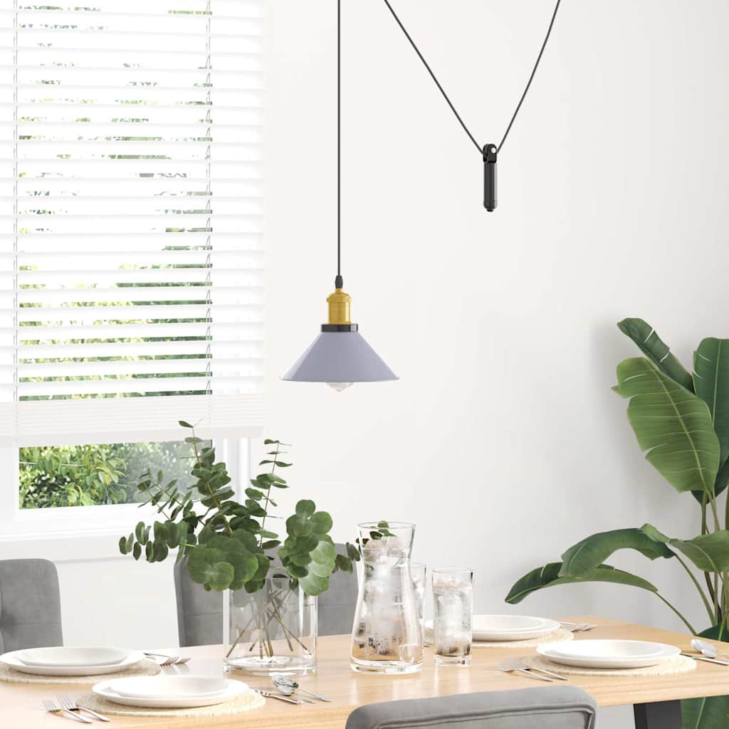 Pendelleuchte Höhenverstellbar E27 Schwarz Glänzend Ø 22 cm