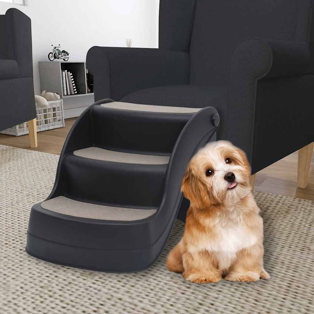 Hundetreppe mit 3 Stufen Klappbar Creme 50x38x38 cm Kunststoff