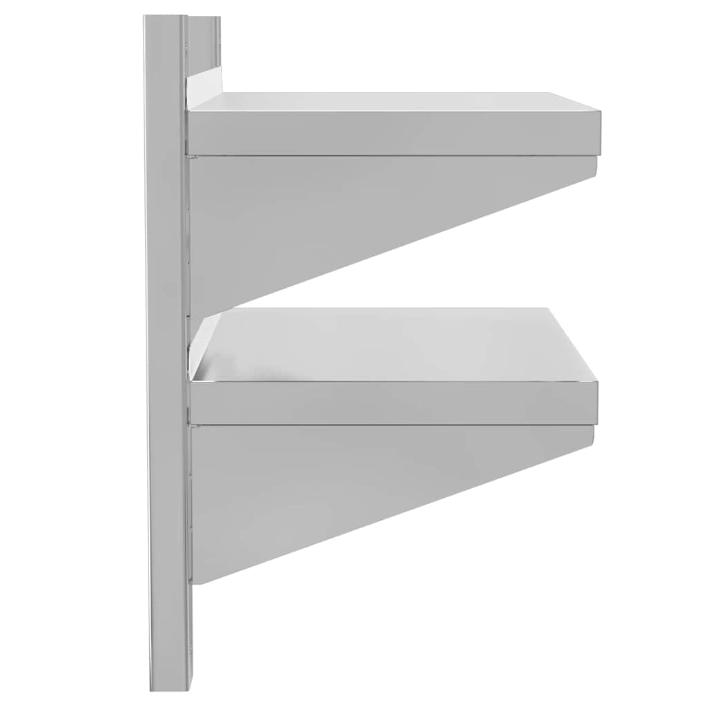 Wandregal mit 2 Böden 100x40x60 cm Silbern Edelstahl