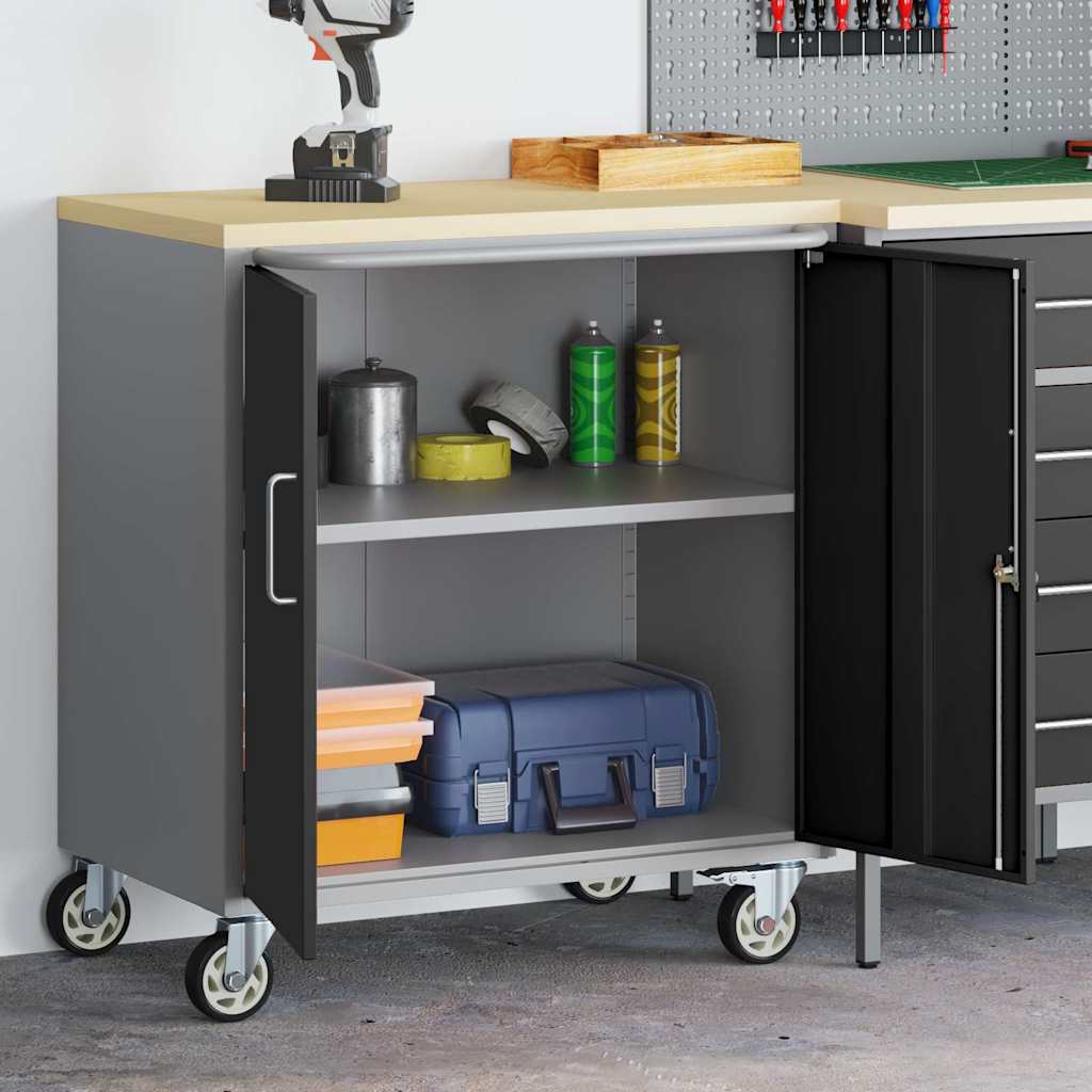 Trolley Rolling Workbench Schwarz und Grau 75 x 45 x 85 cm