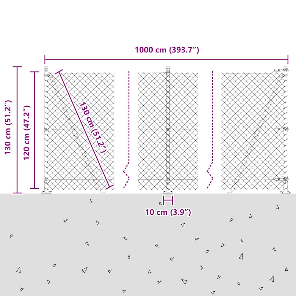 Outdoor Kettenglied-Zaun Erdfixierung 10 x 0,4 m Grün Netz
