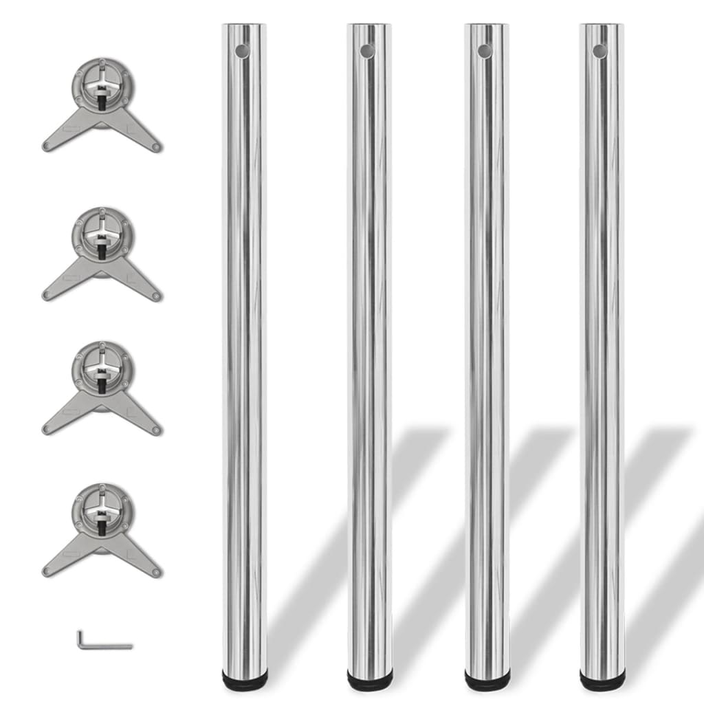 4x höhenverstellbares Tischbein Tischbeine Chrom 710 mm