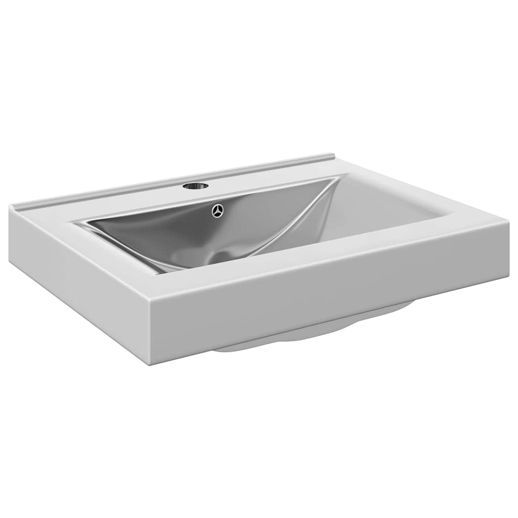 Luxus-Waschbecken Keramik Rechteckig Weiß mit Hahnloch 60x46 cm