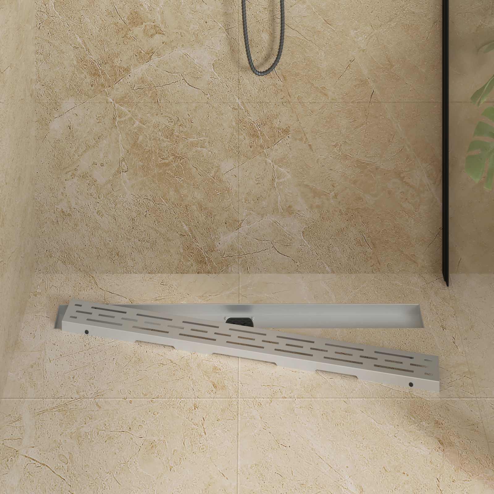 Duschabfluss mit Glashülle und 360° Siphon Schwarz 50 cm
