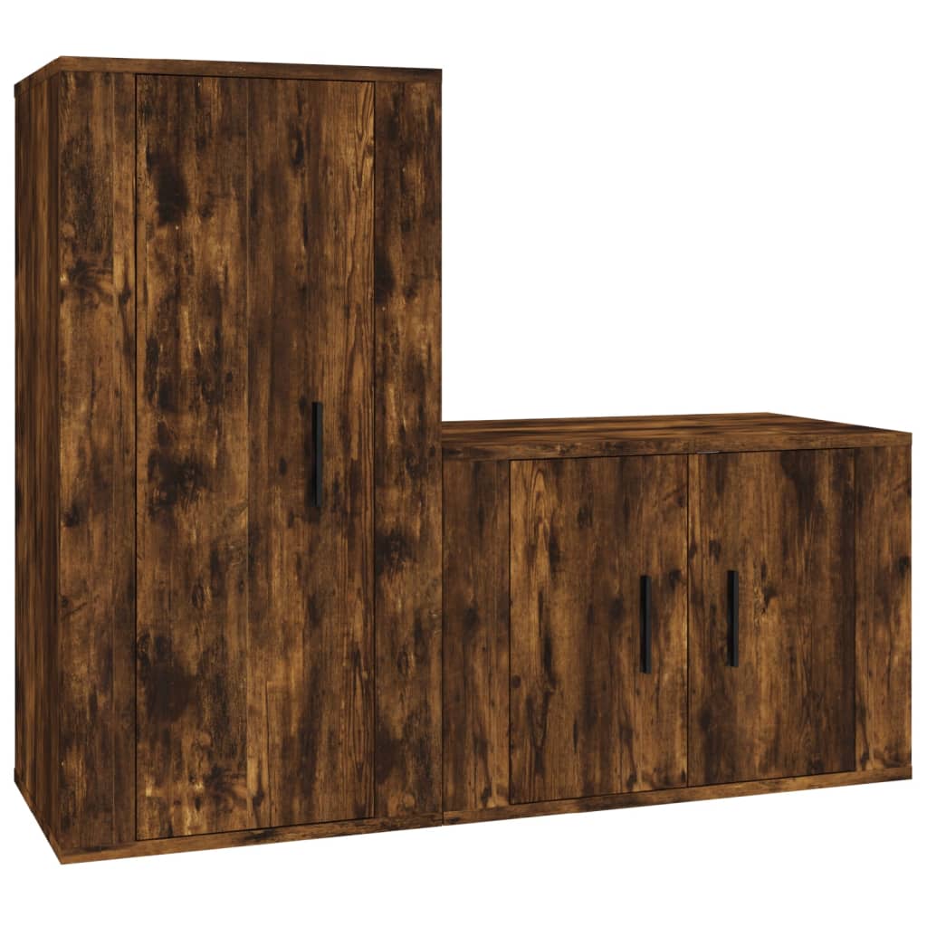 2-tlg. TV-Schrank-Set Weiß Holzwerkstoff