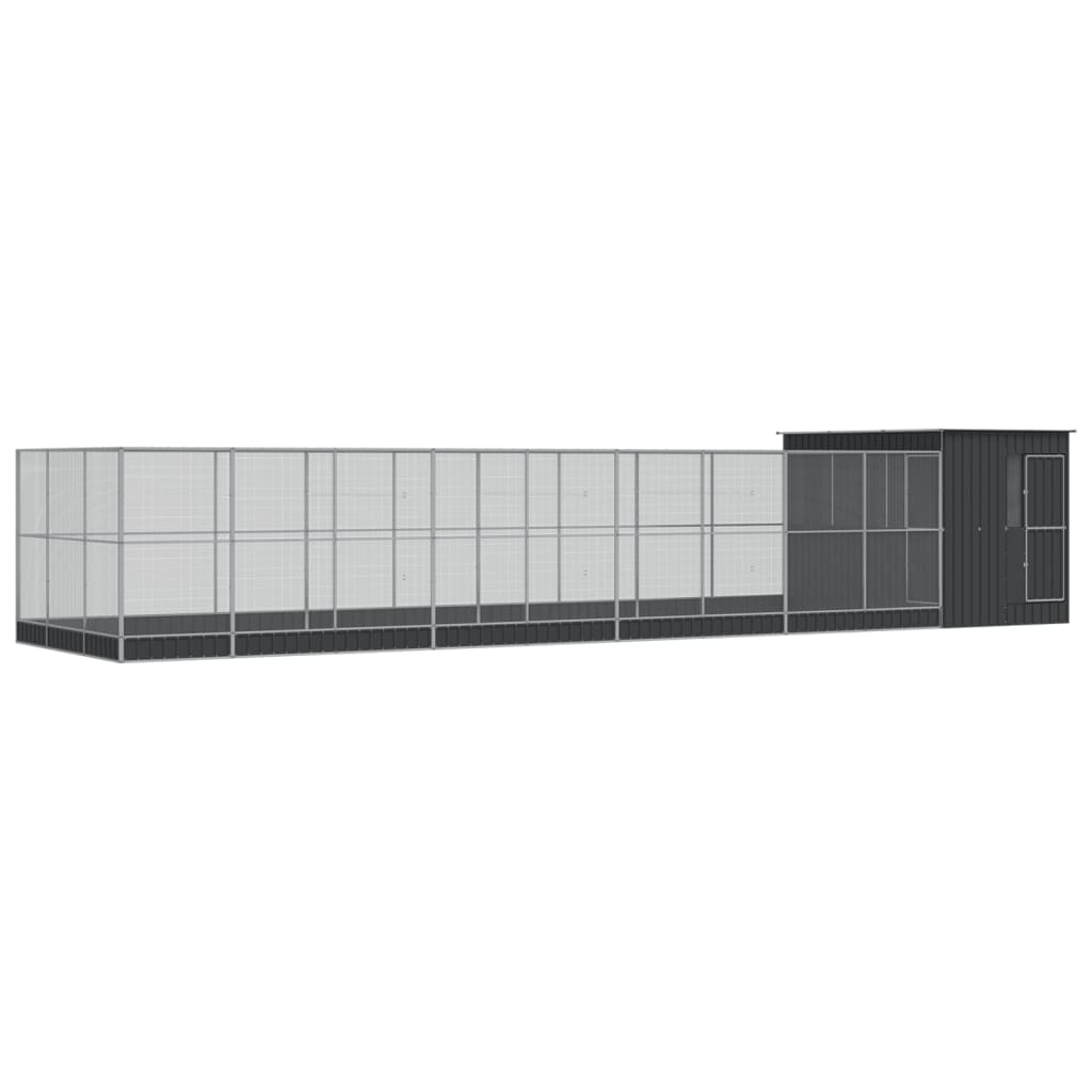 Voliere mit Erweiterung Silber 416 x 203 x 216 cm Stahl