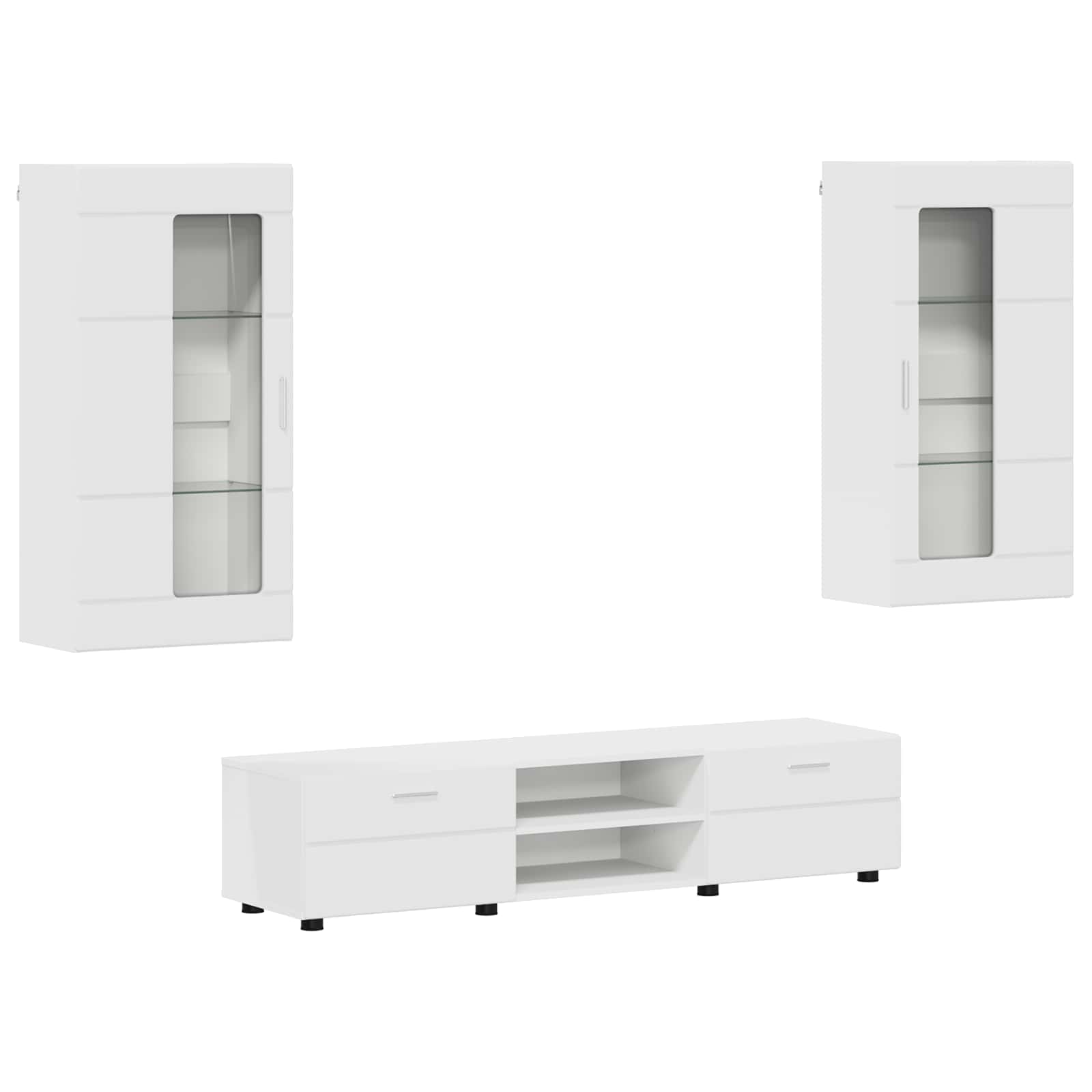 Highboard mit Regal FLORIN Weiß 60 x 35 x 182 cm Holzwerkstoff