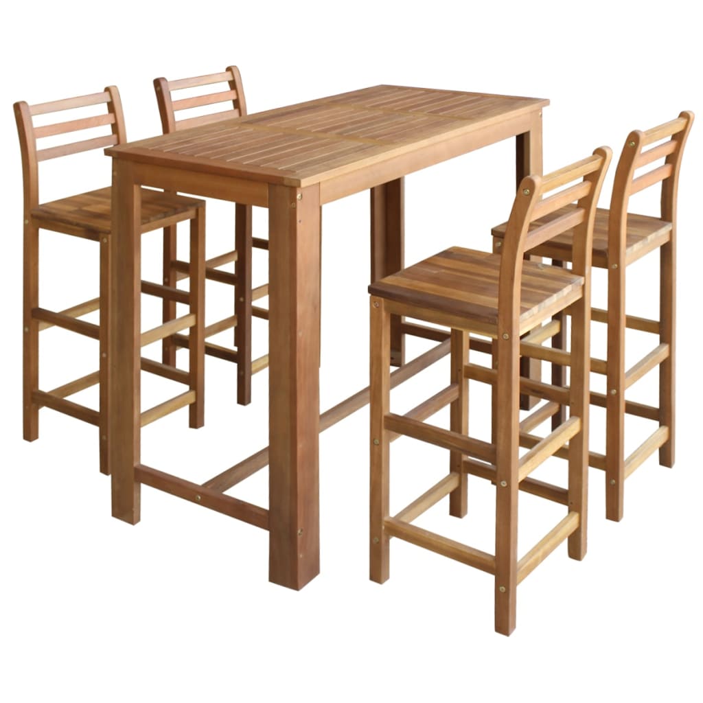 Bartisch und Stuhl-Set 5-tlg. Akazienholz Massiv