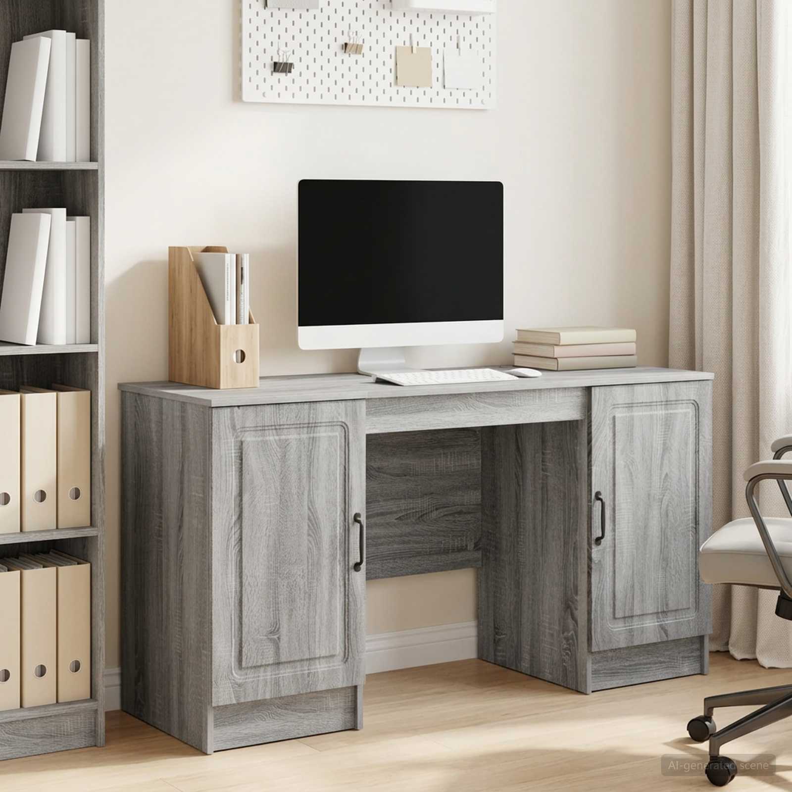 Schreibtisch mit Regal Schwarz 142,5 x 50 x 75 cm Holzwerkstoff