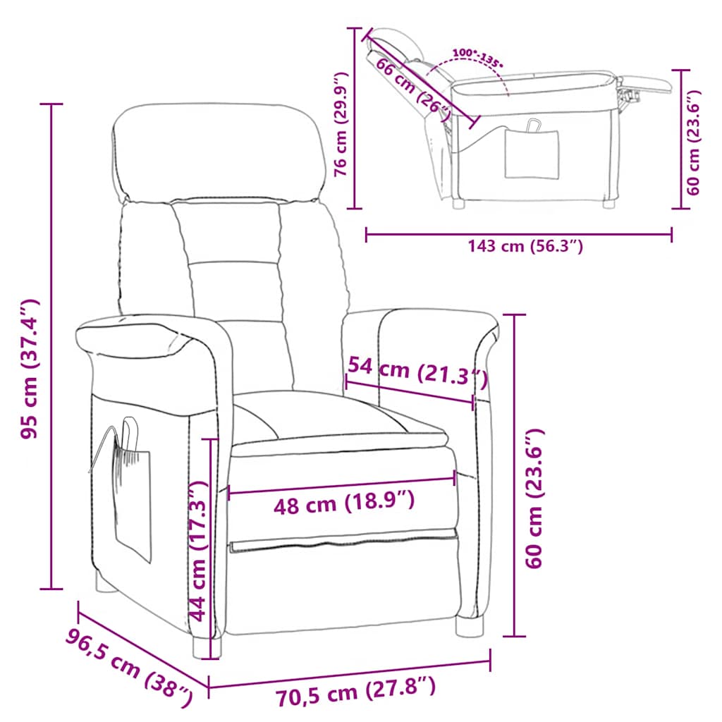 Massagesessel Braun 96,5 x 70,5 x 95 cm Mikrofaser