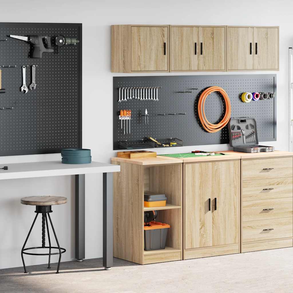 Garagenschränke 2 Stk. Schwarz Holzwerkstoff