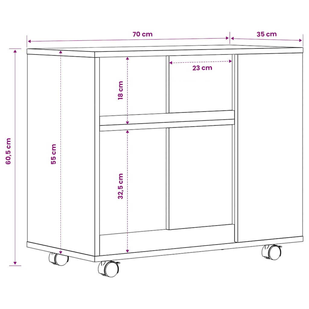 Beistelltisch Weiß 70x35x55 cm Holzwerkstoff