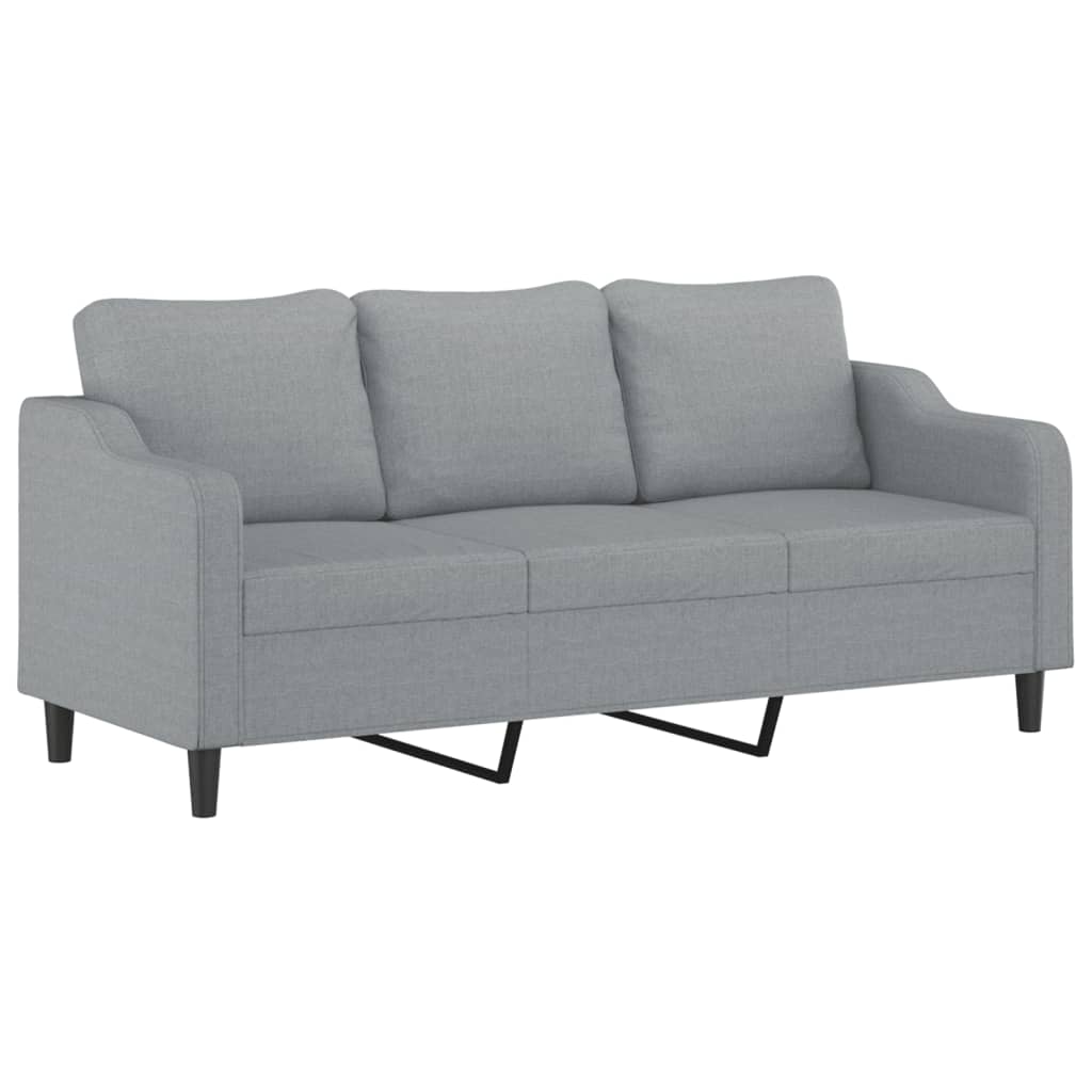 3-Sitzer-Sofa mit Hocker Braun 180 cm Stoff