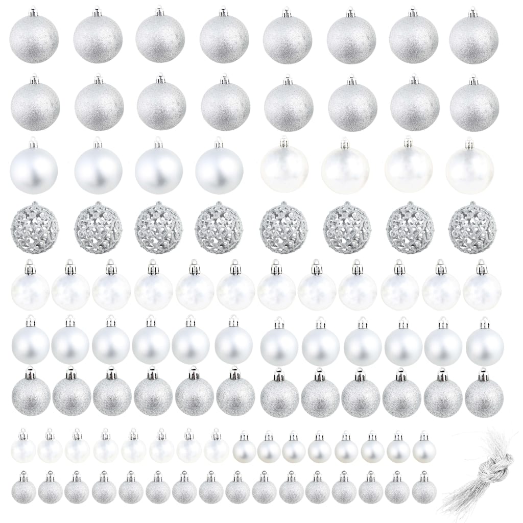 100-tlg. Weihnachtskugel-Set Weiß