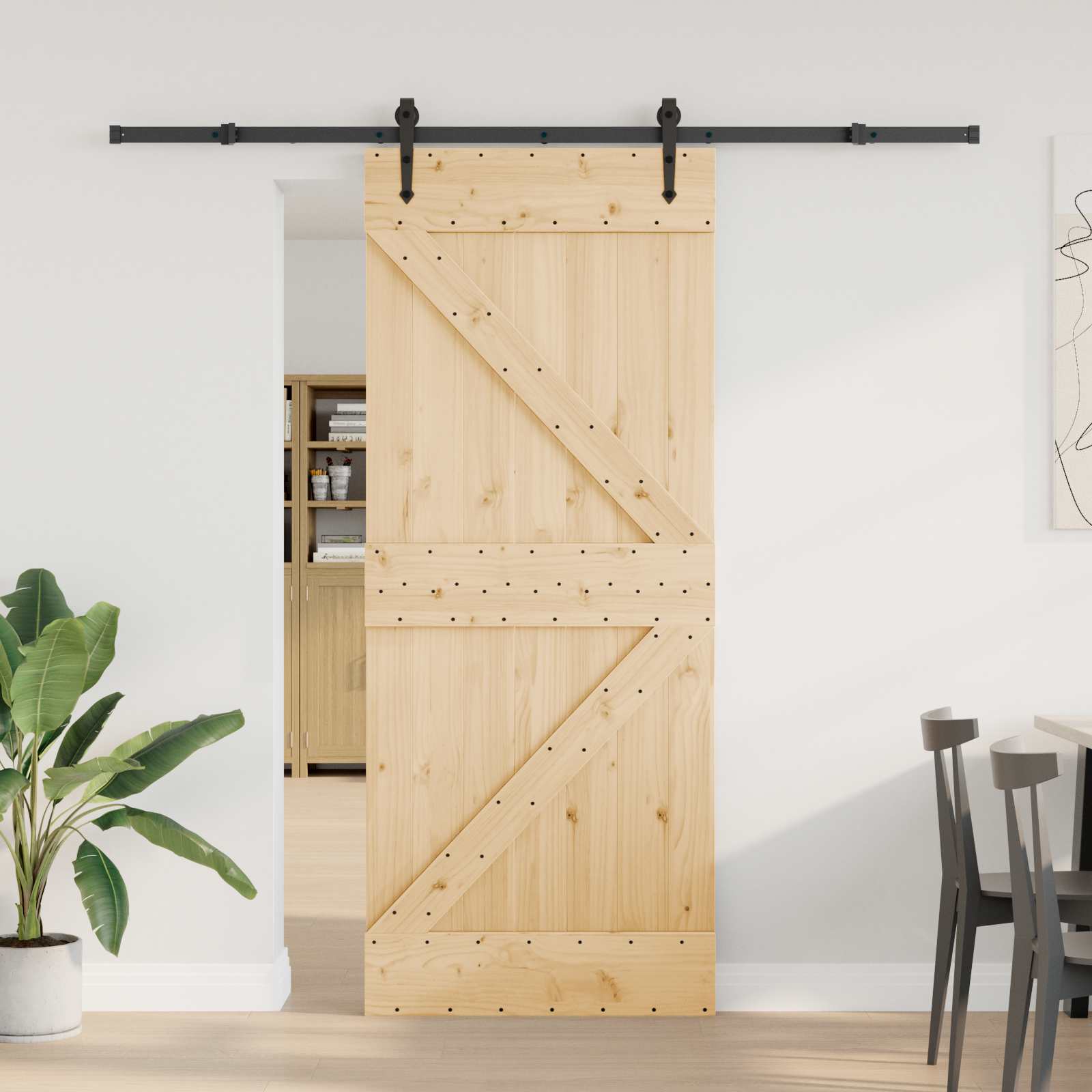 Schiebetür NARVIK Natürlich und Schwarz 70 x 210 cm (152,5 cm)