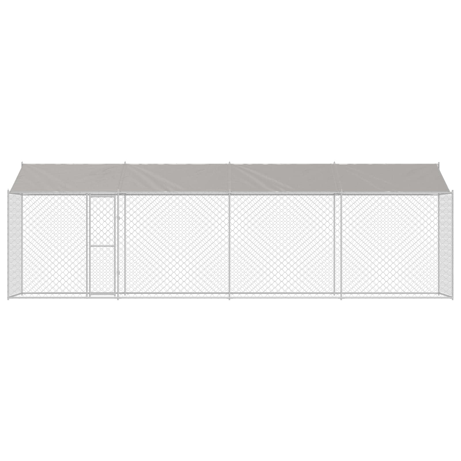 Hundezwinger mit Dach und Tür Grau 2x2x2 m Verzinkter Stahl