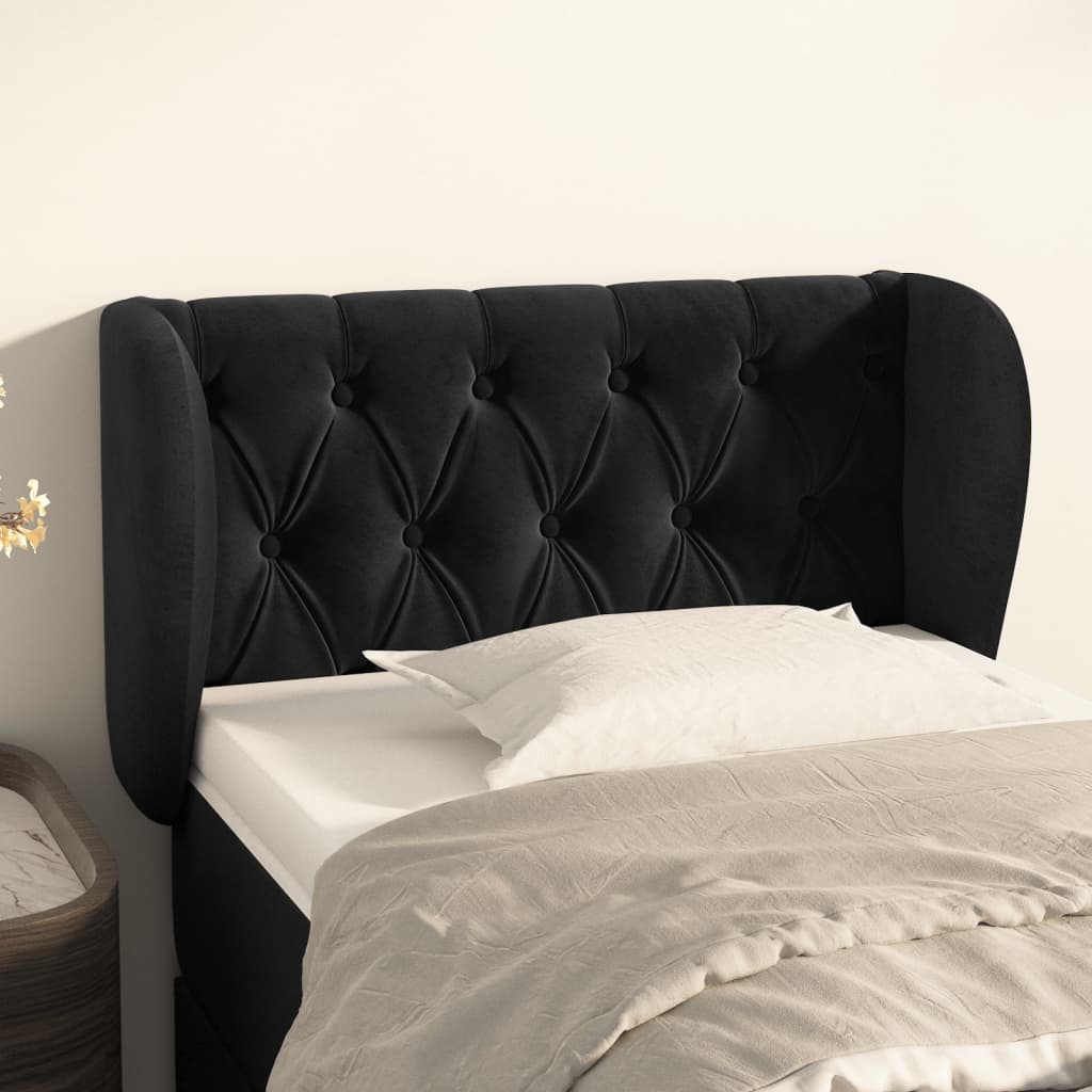 Kopfteil mit Ohren Dunkelblau 93x23x78/88 cm Samt