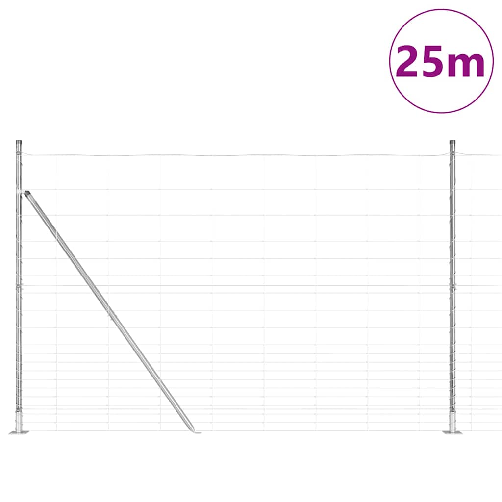 Ground Fix Geschweißter Drahtzaun 25 x 0,8 m Silber Netz