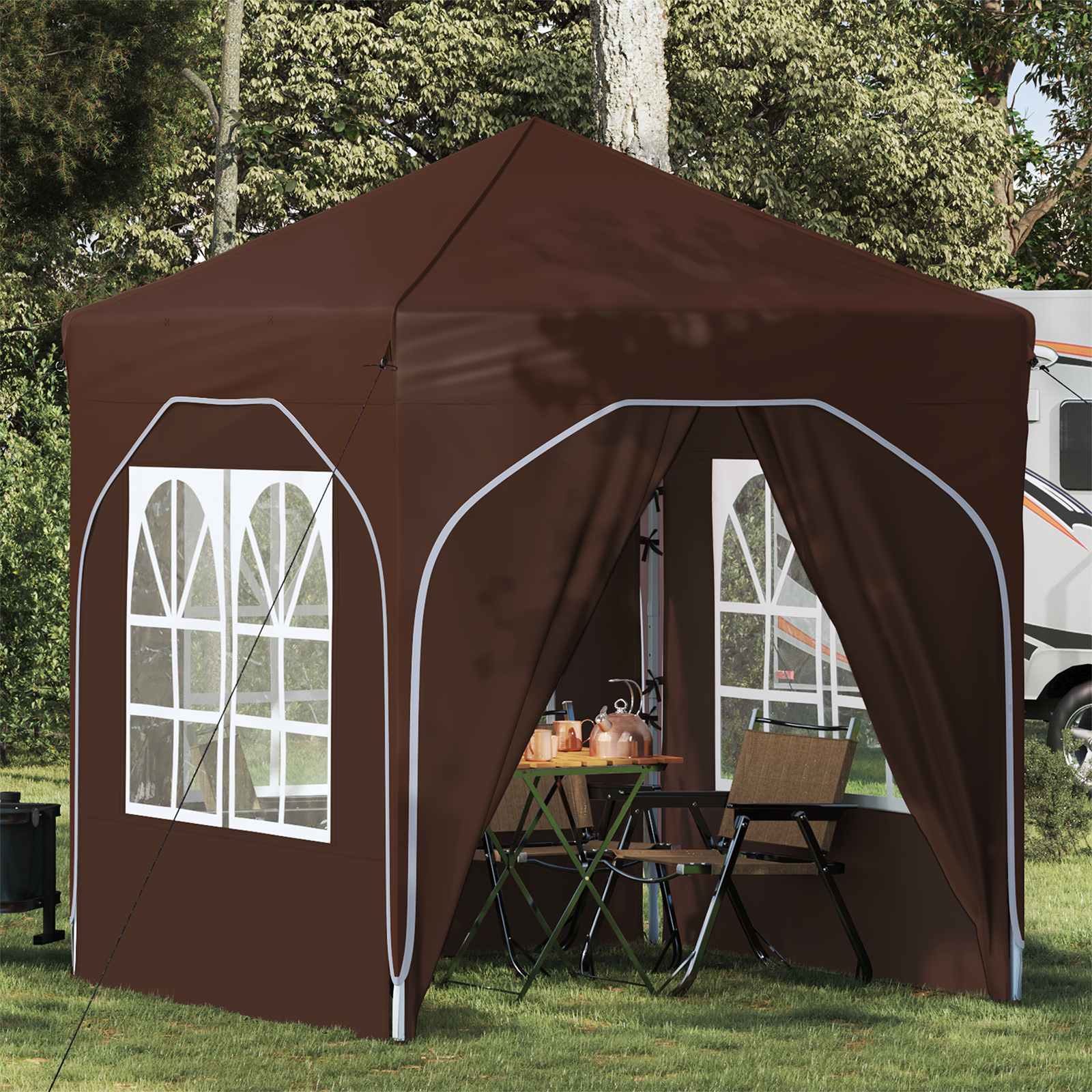 Pop-up Partyzelt 194 x 194 x 245 cm Creme