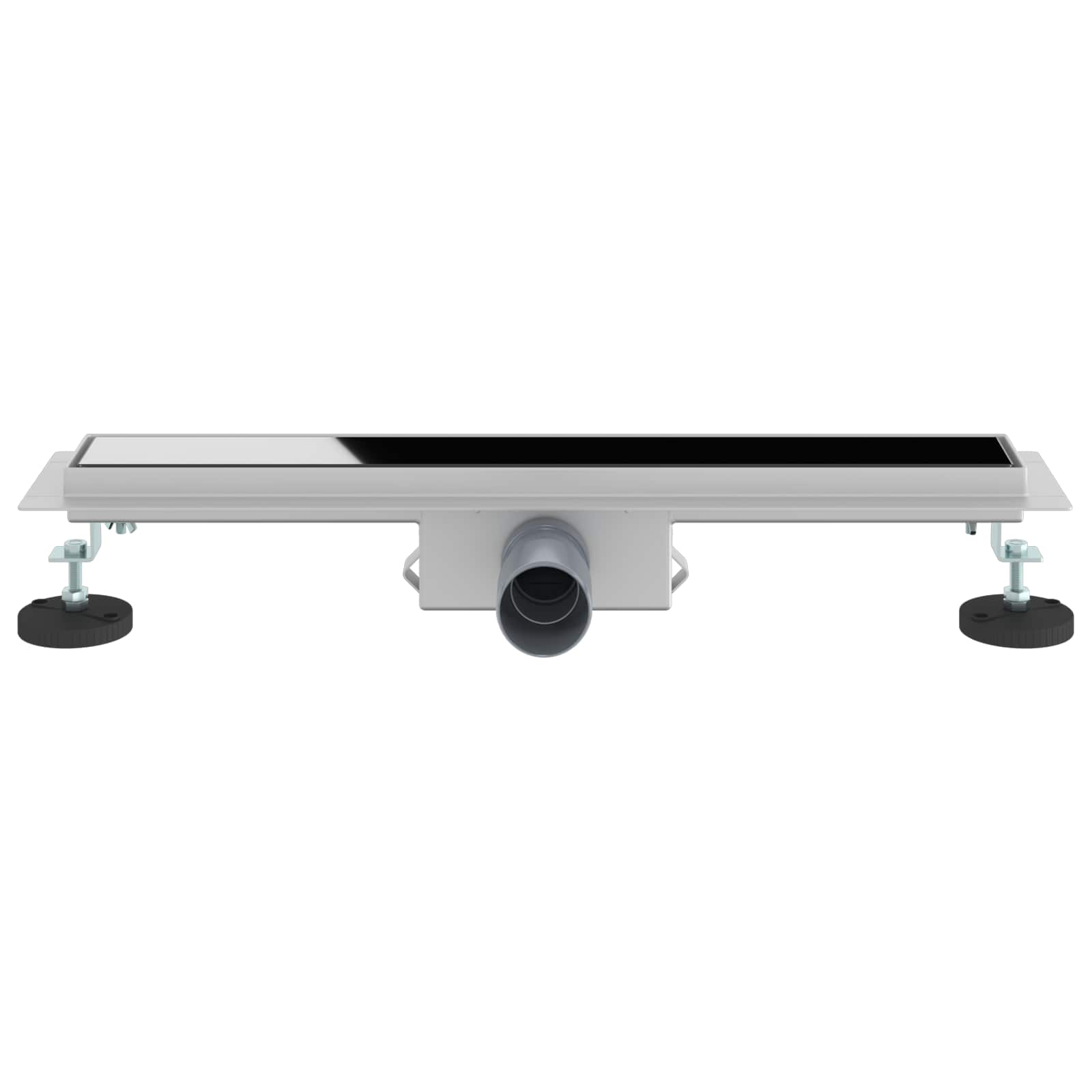Duschabfluss mit Glasabdeckung Schwarz 50 cm Edelstahl 304