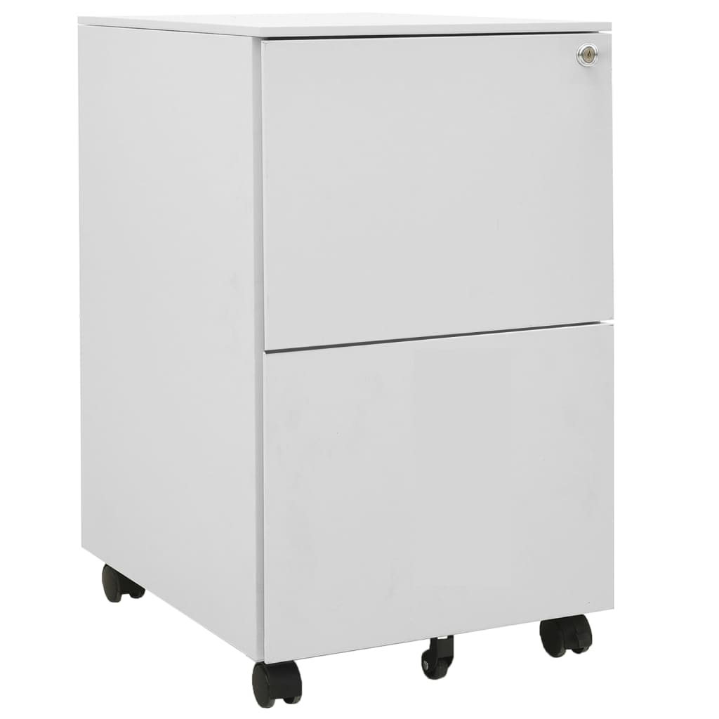 Aktenschrank mit Rollen Weiß 39x45x67 cm Stahl