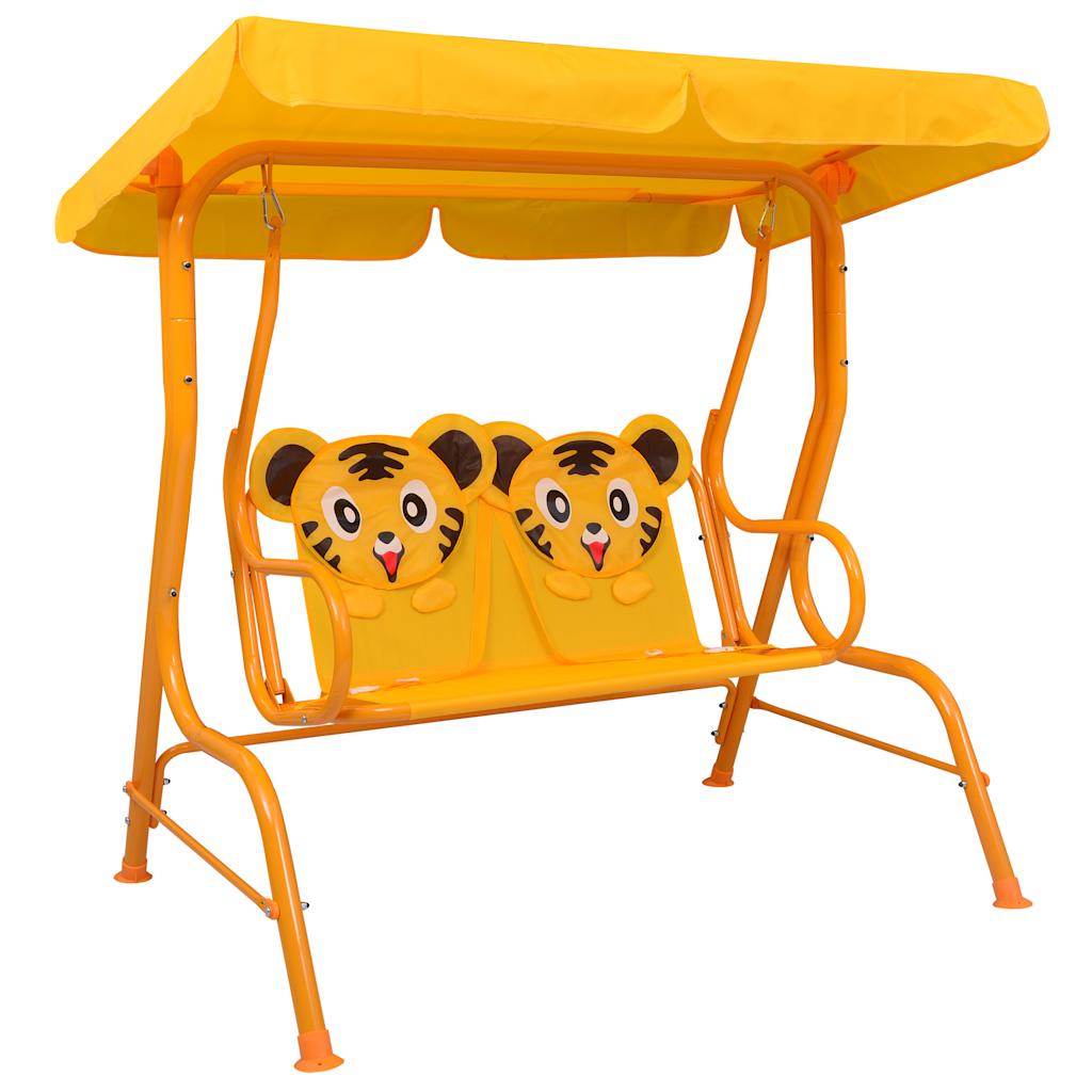 Kinder-Hollywoodschaukel Braun 115×75×110 cm Stoff