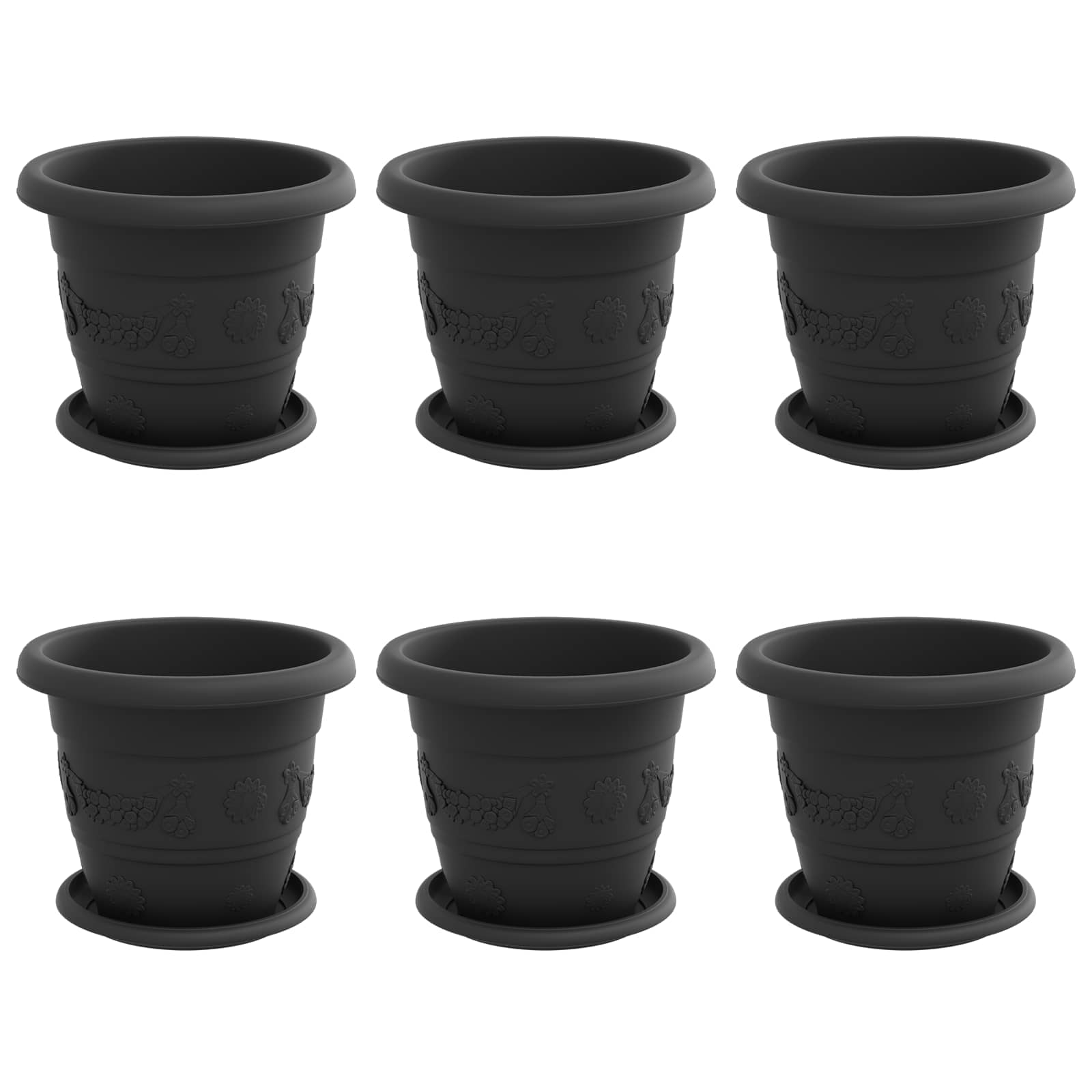 Blumentöpfe 6 pcs Ziegelrot Ø 22 x 18 cm Kunststoff