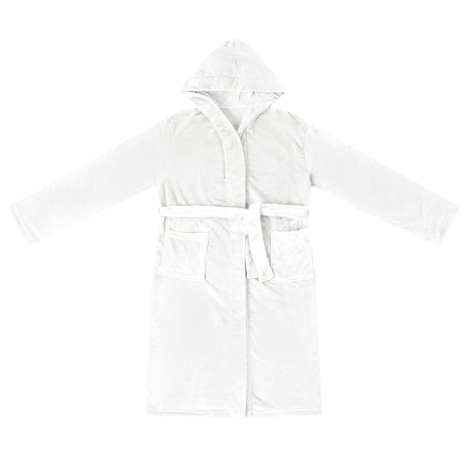 Bademantel Hoodie Beige S Flanell