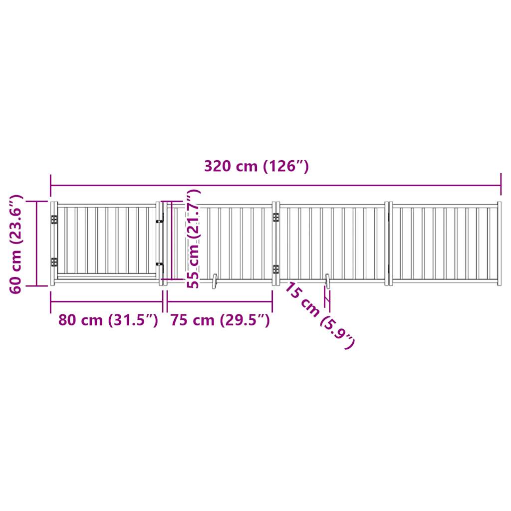 3-tlg. Hundetor Faltbar 150 cm Massivholz Tanne