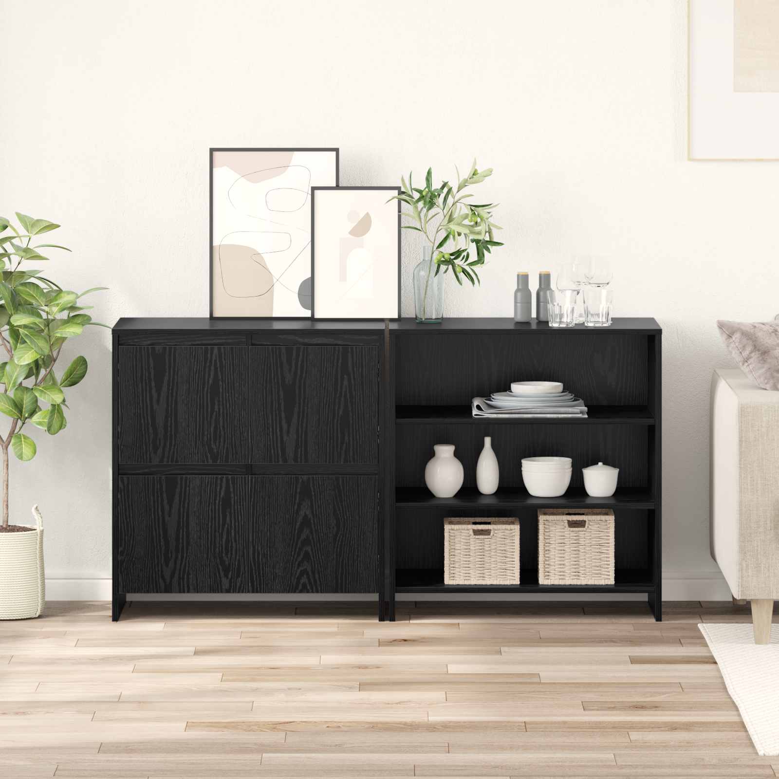 2-tlg. Sideboard Weiß Holzwerkstoff