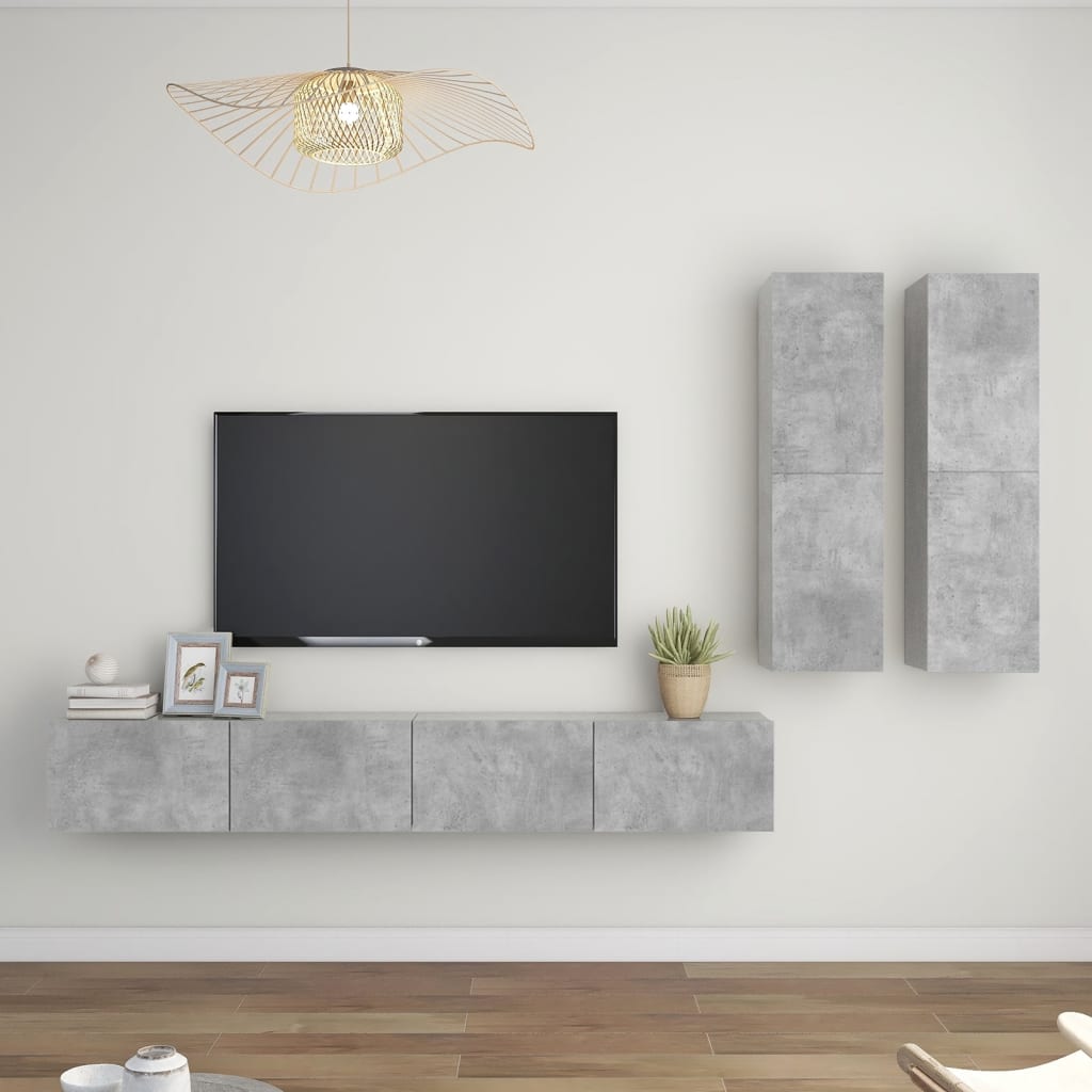 4-tlg. TV-Schrank-Set Weiß Holzwerkstoff