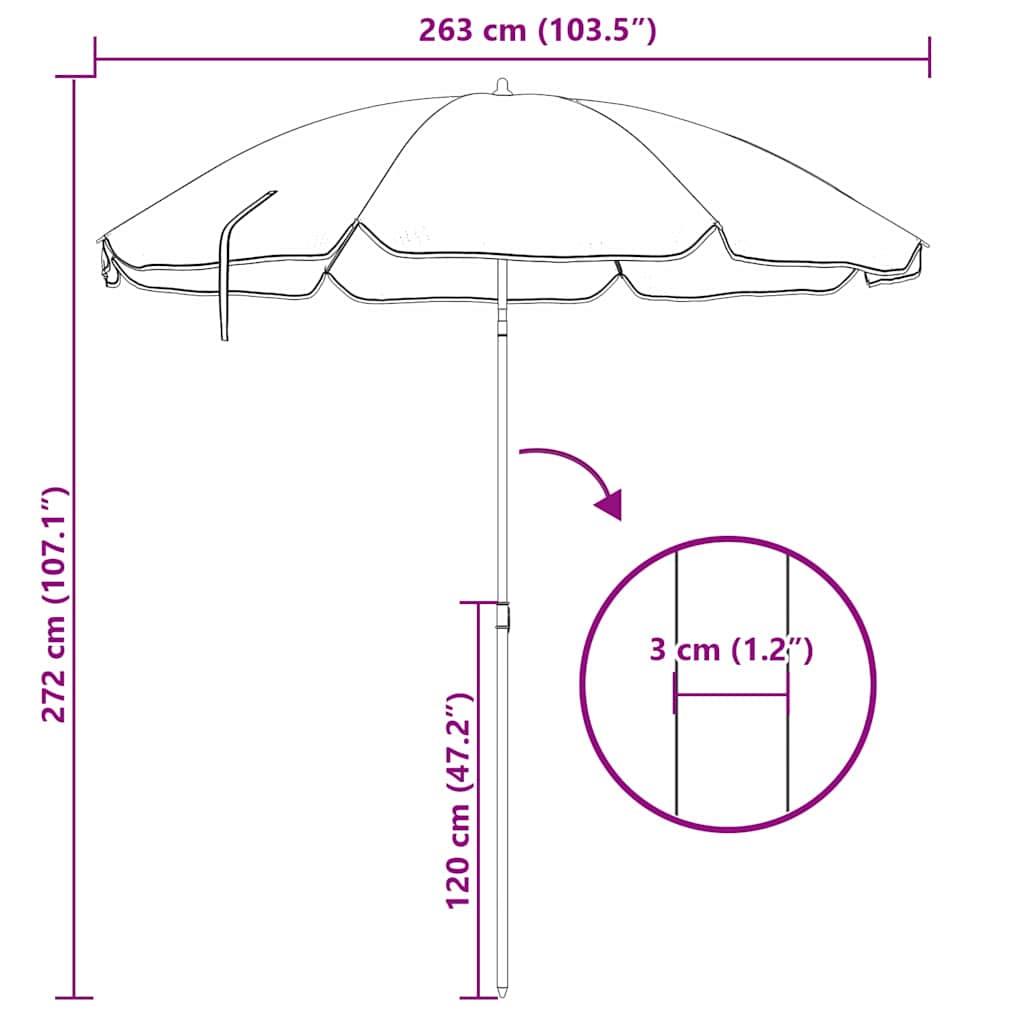 Sonnenschirm mit Stahlmast Sandfarbe 180 cm