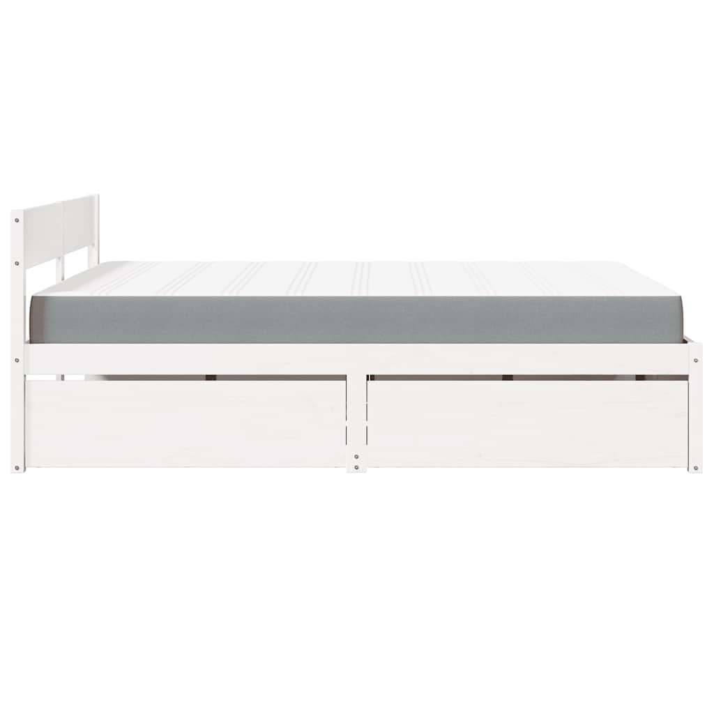Bett mit Schubladen und Matratze 200x200 cm Massivholz Kiefer