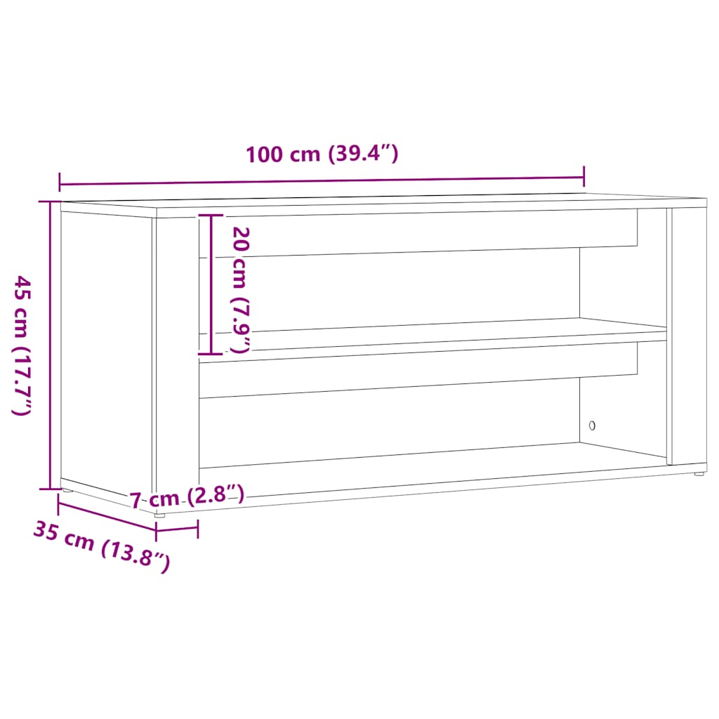Schuhregal Weiß 100x35x45 cm Holzwerkstoff