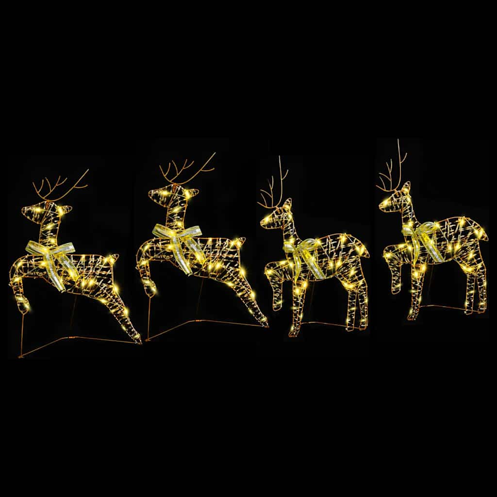 LED Rentiere 4 pcs Gold Stoff