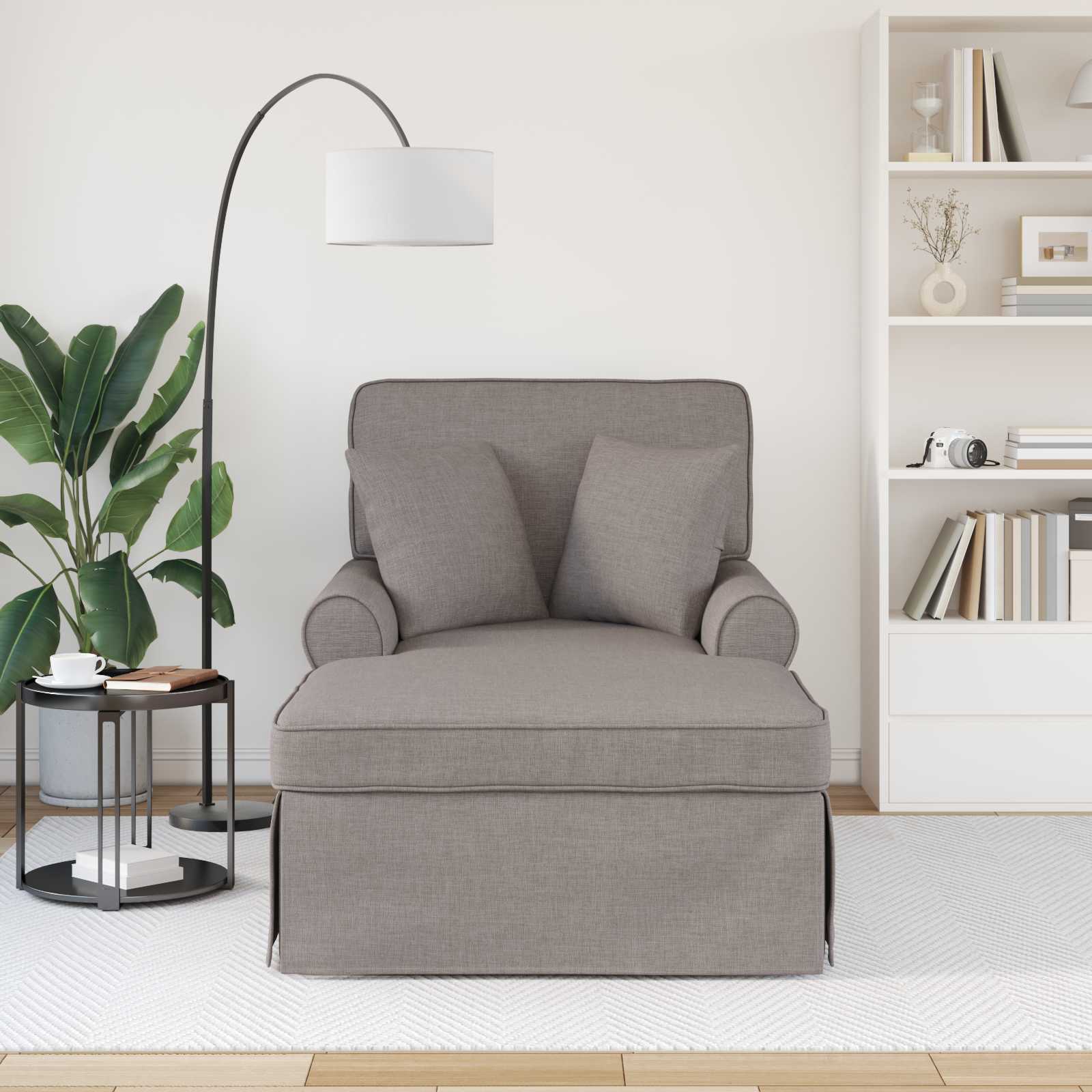 Chaise Lounge mit Rock mit Kissen 3 pcs Hellgrau Stoff