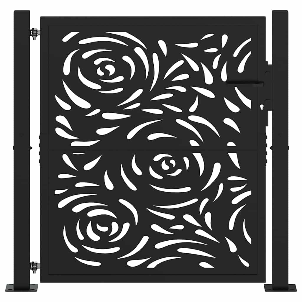 Gartentor Schwarz 100x100 cm Stahl Lichtdesign