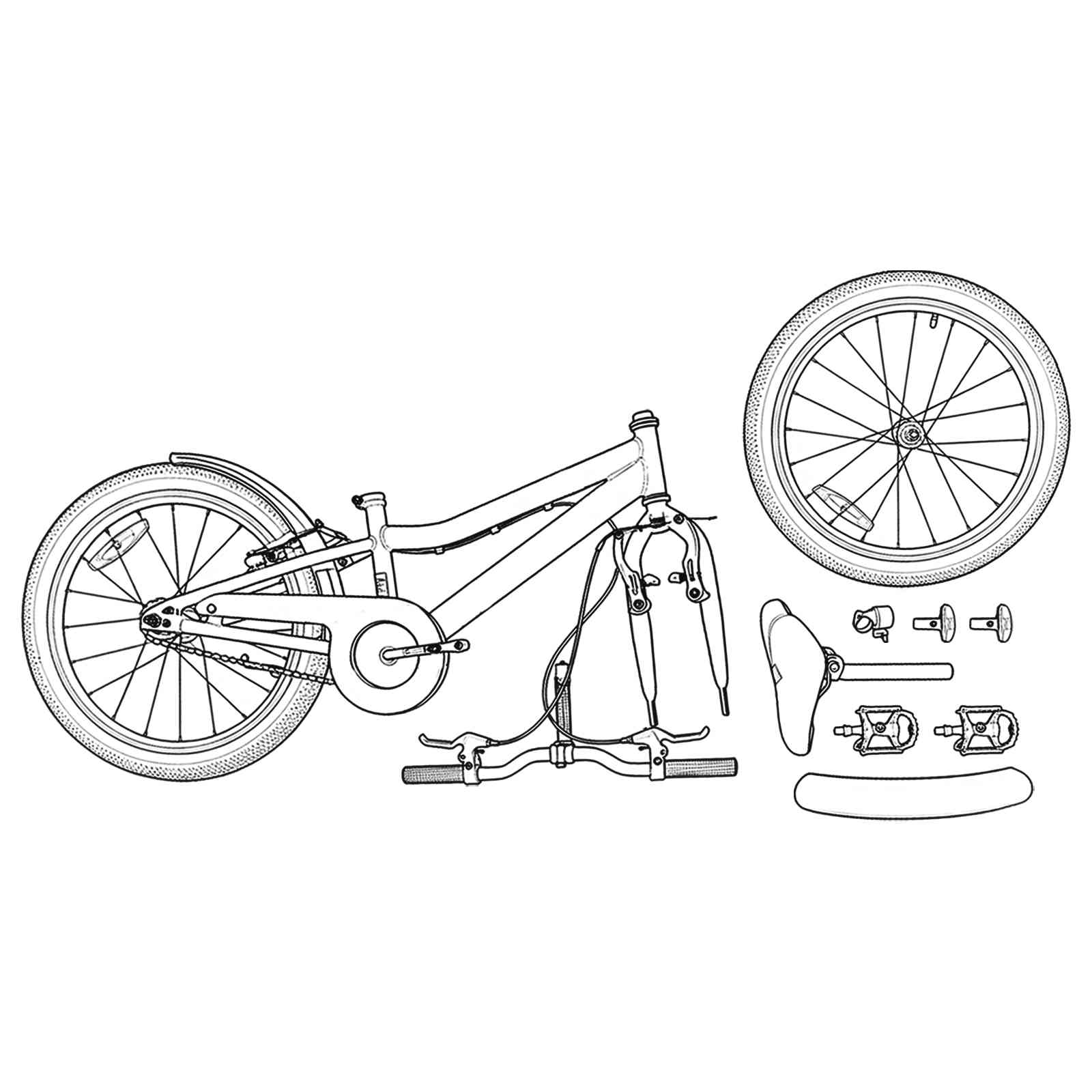 Kinderfahrrad 12 Zoll für 2-4 Jahre alt Schwarz