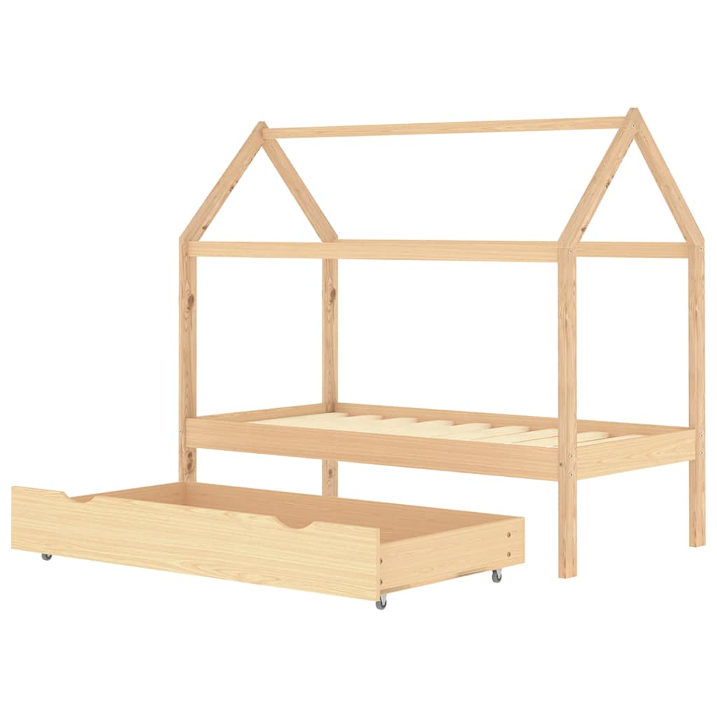 Kinderbett mit Schublade Massivholz Kiefer 70x140 cm