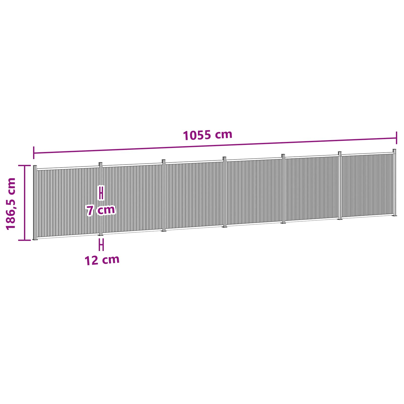 Zaunelement Grau 353x186 cm WPC