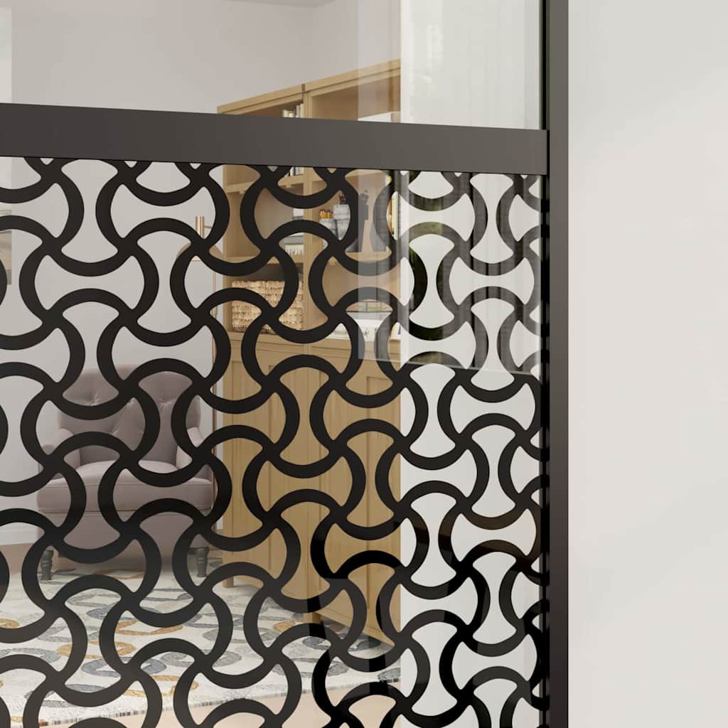 Schiebetür 3-teilig ESG-Glas und Aluminium 76x205 cm Schwarz