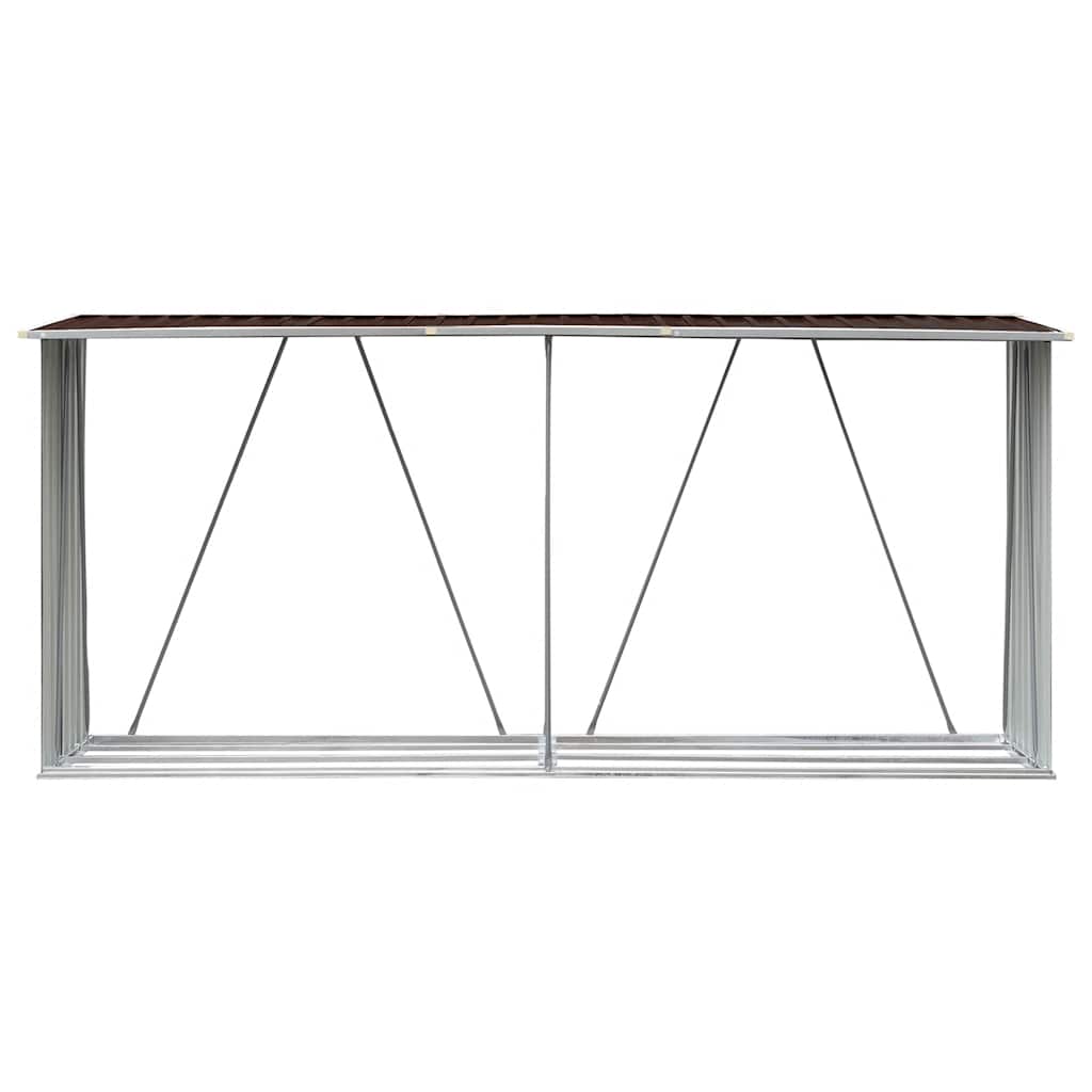 Brennholzlager aus verzinktem Stahl 330x84x152 cm Grau