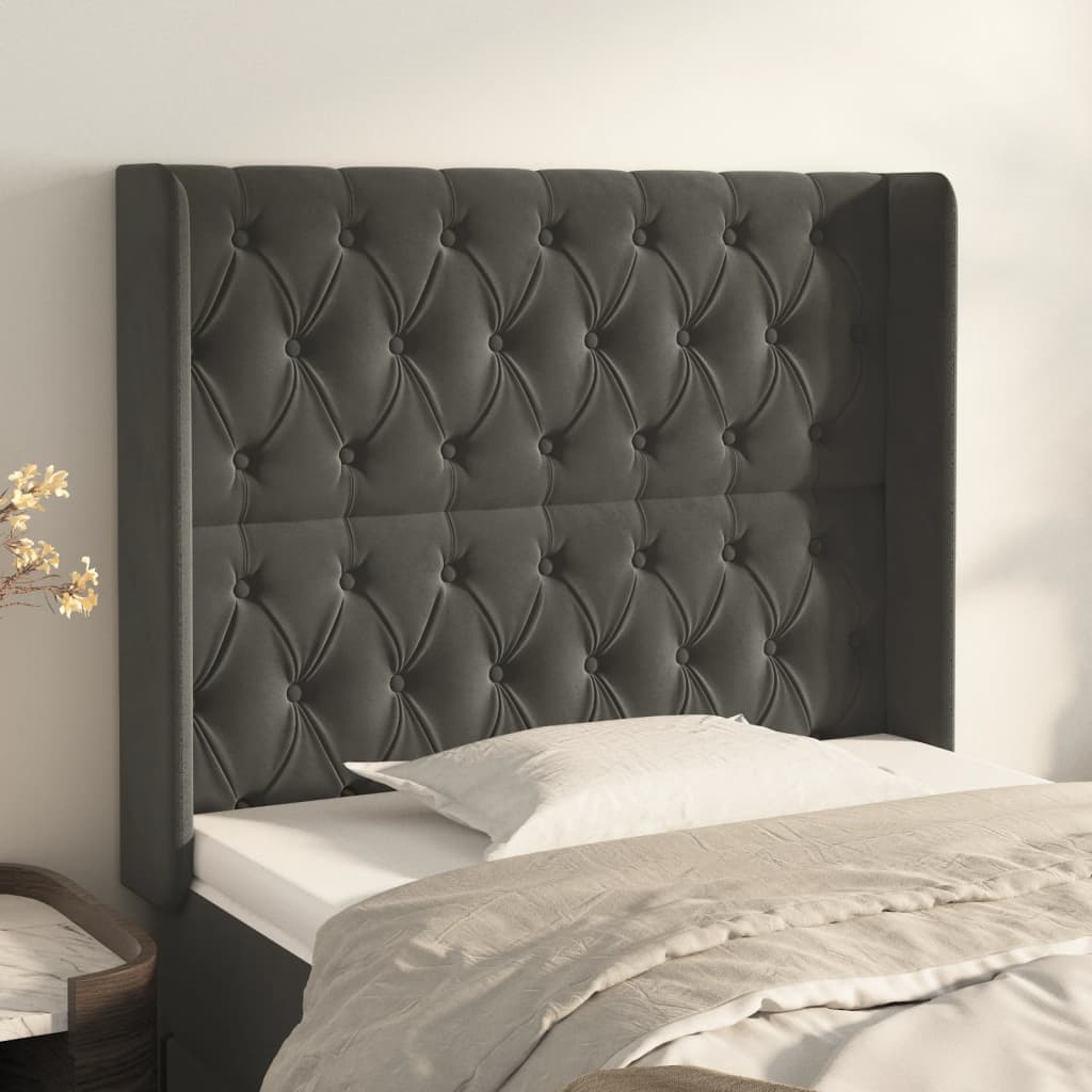Kopfteil mit Ohren Dunkelblau 93x16x78/88 cm Samt